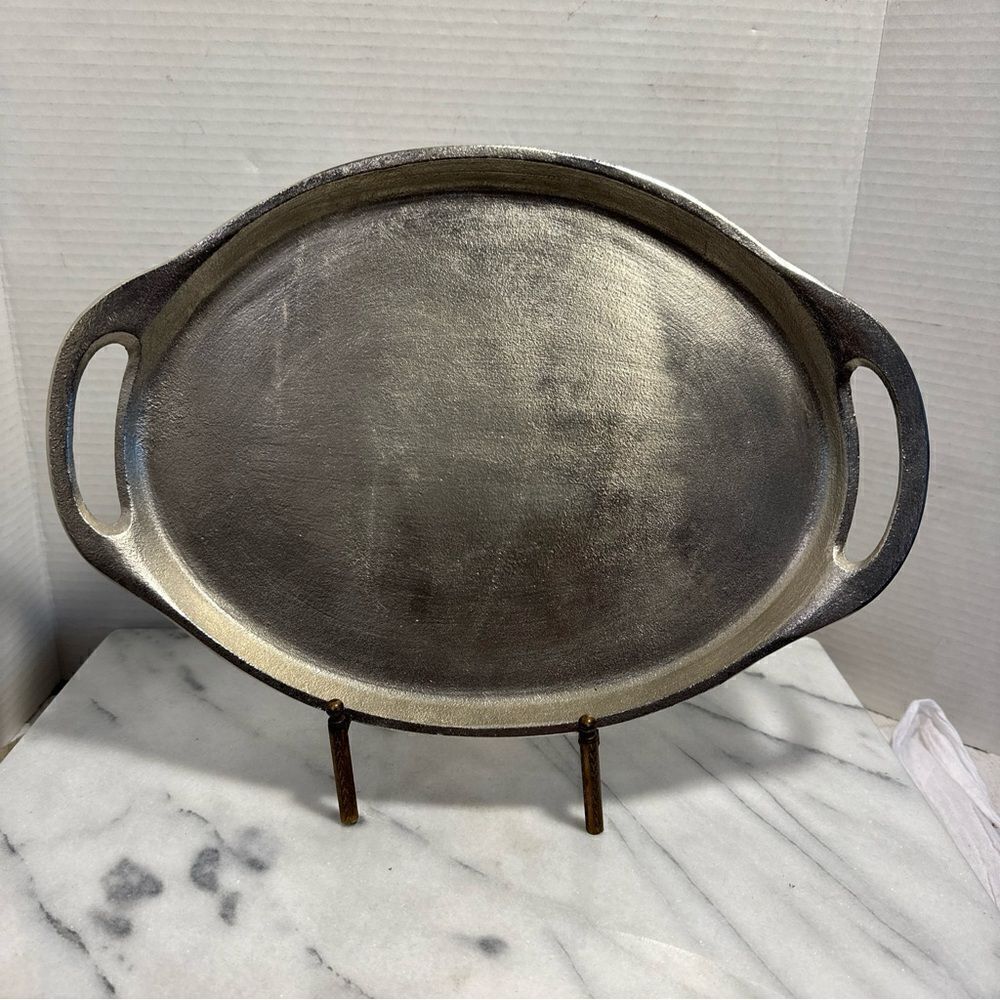 Silver metal serving tray